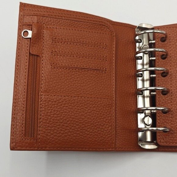 Moterm Leather Pocket Luxe 6 Rings Organizer Planner Pebble-Burnt Orange - Picture 6 of 10